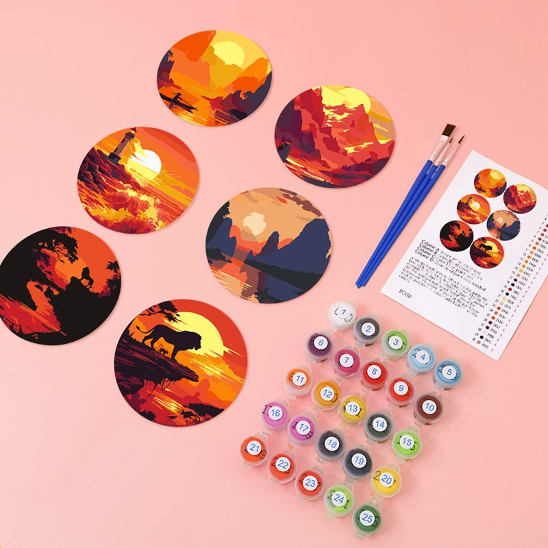 Breathtaking Sunset CoastersPaint by Numbers Package