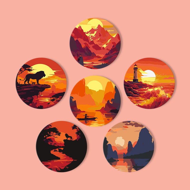 Breathtaking Sunset Coasters 6 Pack Paint by Numbers - Paint by numbers
