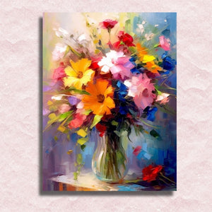 Canvas met felle kleurenbloemen - Schilderen op nummerwinkel