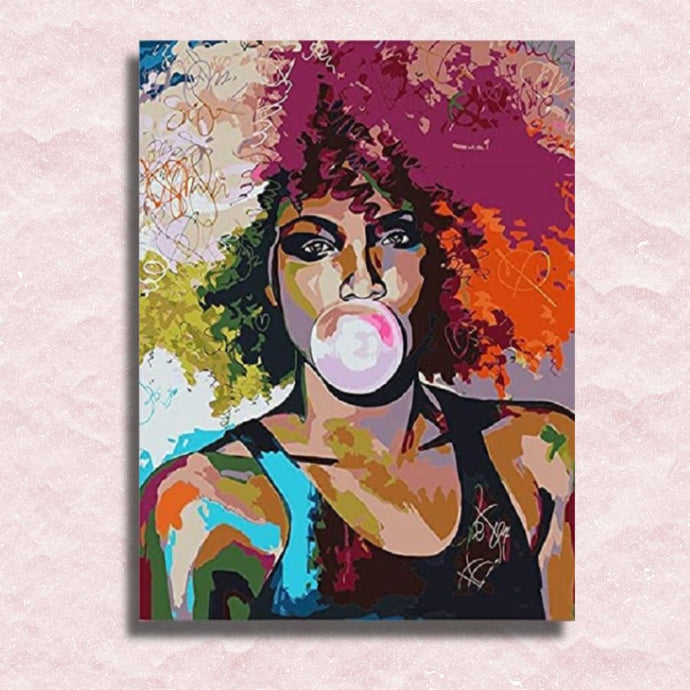 Bubble Gum Pop Art Woman Canvas - Painting by numbers shop