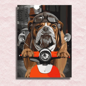 Bulldog on Motorbike Canvas - Painting by numbers shop