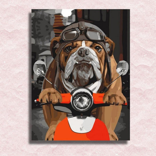 Bulldog op motordoek - Schilderen op nummerwinkel