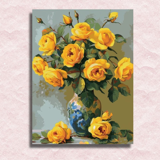 Ein Strauß gelber Blumen auf Leinwand – Malen-nach-Zahlen-Shop