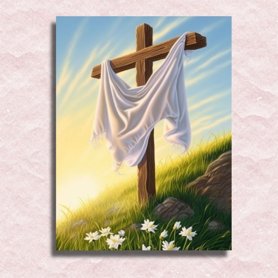 Begrafenisdoek op kruisdoek - Winkel op nummer schilderen