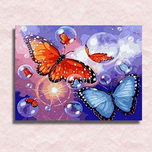 Leinwand mit Schmetterlingen und Blasen – Malen-nach-Zahlen-Shop