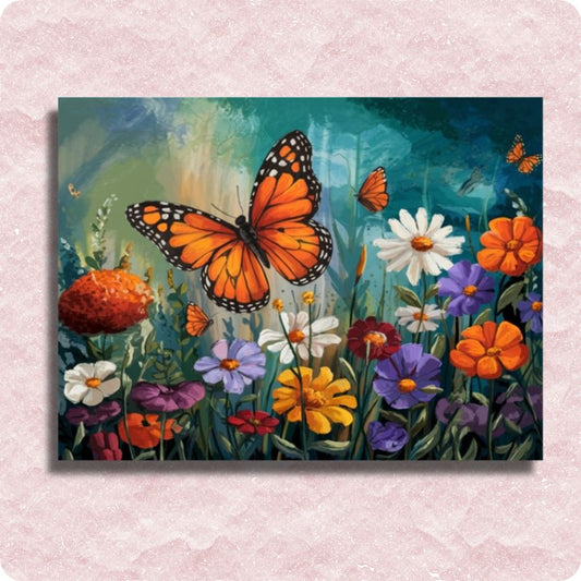 Butterflies on Spring Meadow Canvas - Paint by numbers