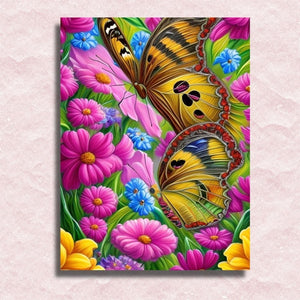 Schmetterlinge auf Frühlingswiese Malen nach Zahlen Leinwand
