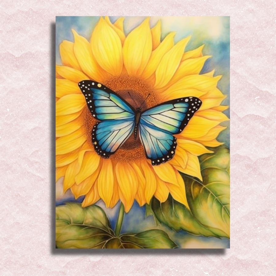 Schmetterling auf Sonnenblumen-Leinwand – Malen-nach-Zahlen-Shop