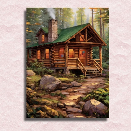Cabin in the Woods Canvas - Painting by numbers shop