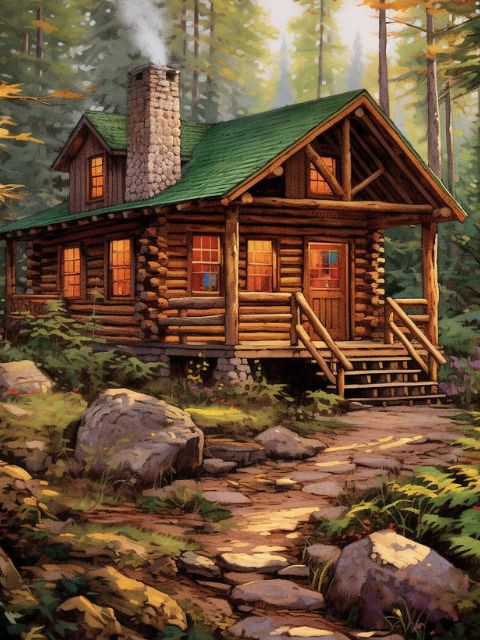 Cabin in the Woods - Painting by numbers shop