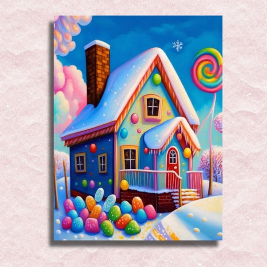 Candy Winter House Leinwand – Malen-nach-Zahlen-Shop