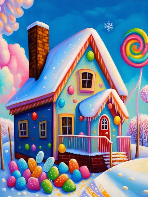 Candy Winter House Paint by Numbers