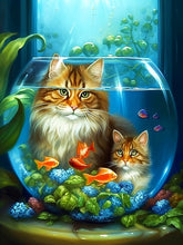 Laden Sie das Bild in den Galerie-Viewer, Cats und Fishbowl Paint by Numbers