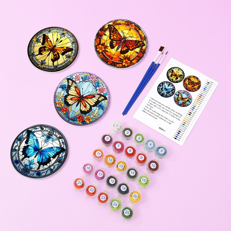 Charming Butterfly Coasters Paint by Numbers Package