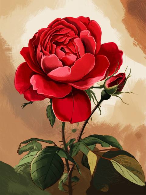 Charming Red Rose - Paint by numbers