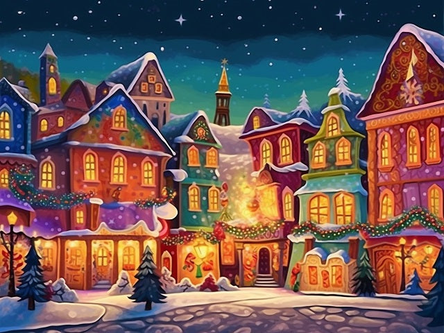 Christmas Town Paint by Numbers