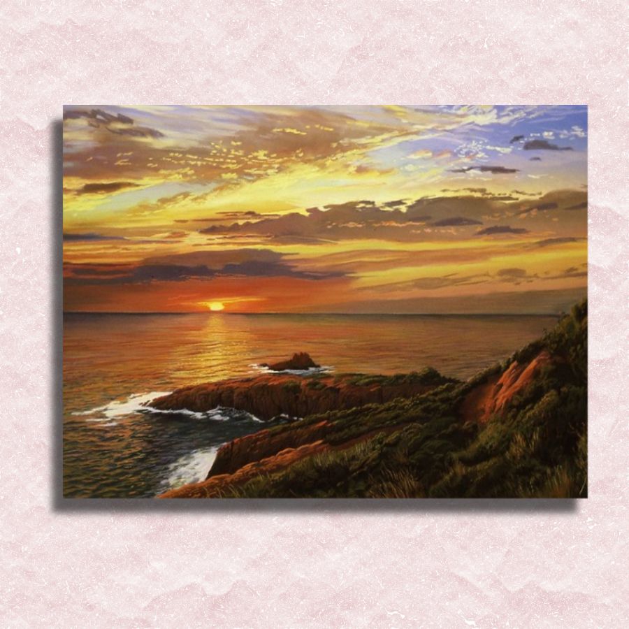 Cliff Sunset Canvas - Painting by numbers shop