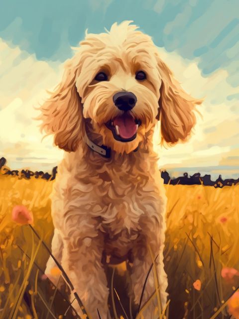 Cockapoo on the Field - Painting by numbers shop