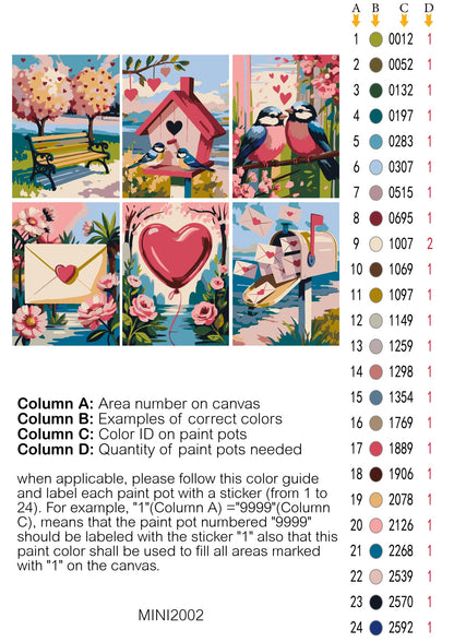 Little Love Stories 6 pack - Paint by numbers - color card