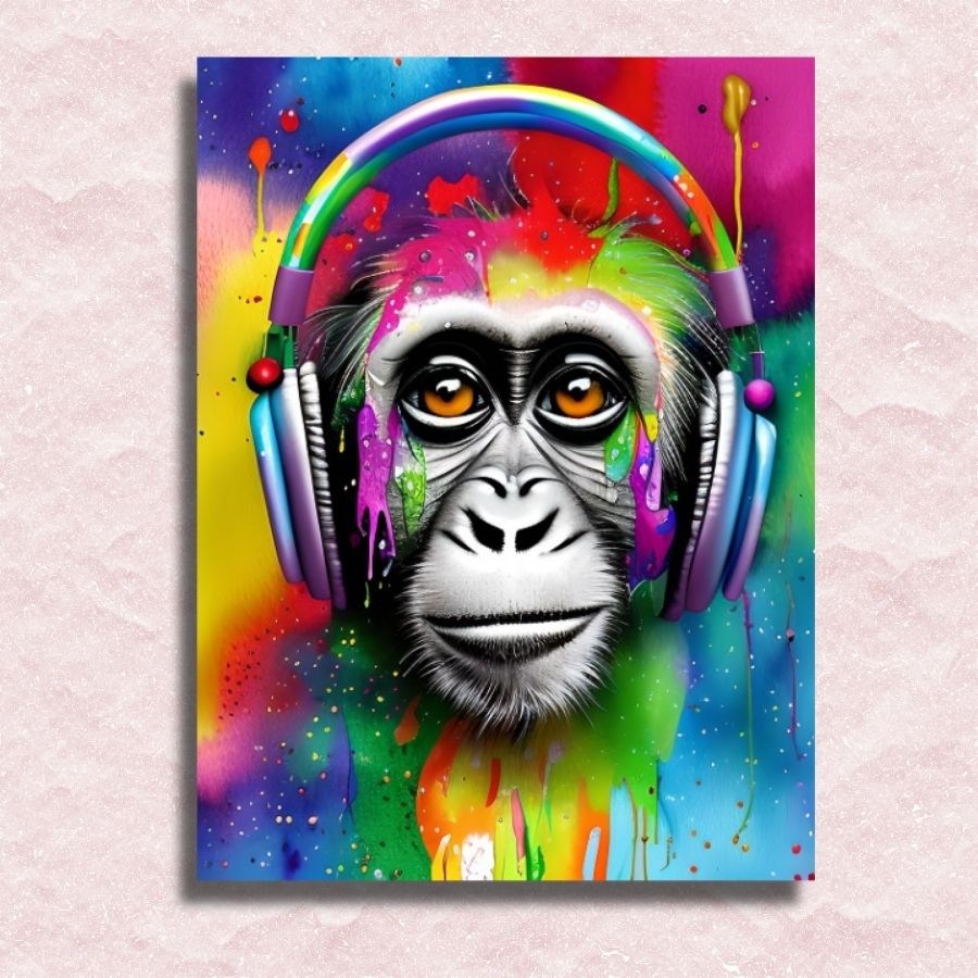 Color Splash Popart Chimp Canvas - Schilderen op nummer winkel