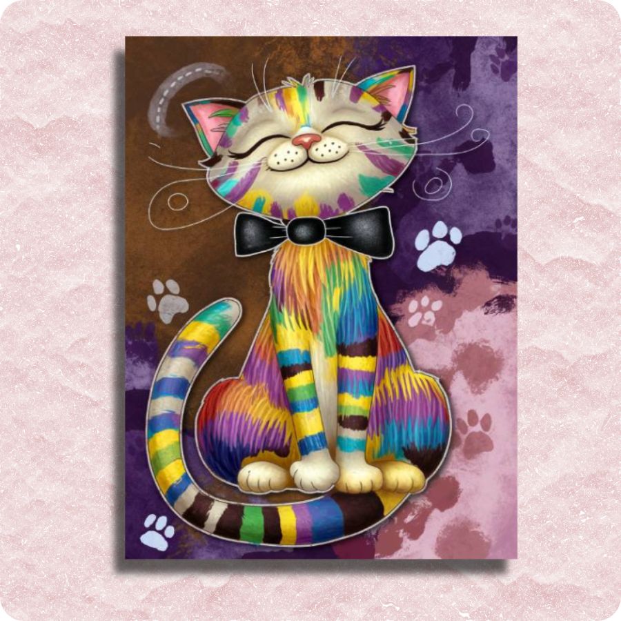 Color Striped Cat Canvas - Paint by numbers
