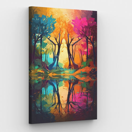 Colored Trees Paint by numbers canvas