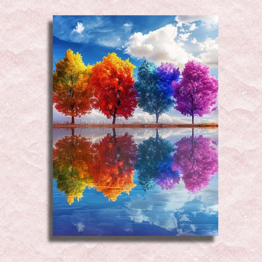 Gekleurd bomen canvas - Schilderen op nummer winkel