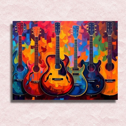 Kleurrijke gitaren Canvas - Schilderen op nummer winkel
