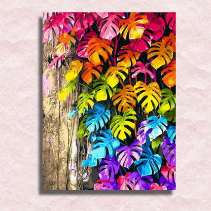 Colorful Monstera Leaves Canvas - Painting by numbers shop