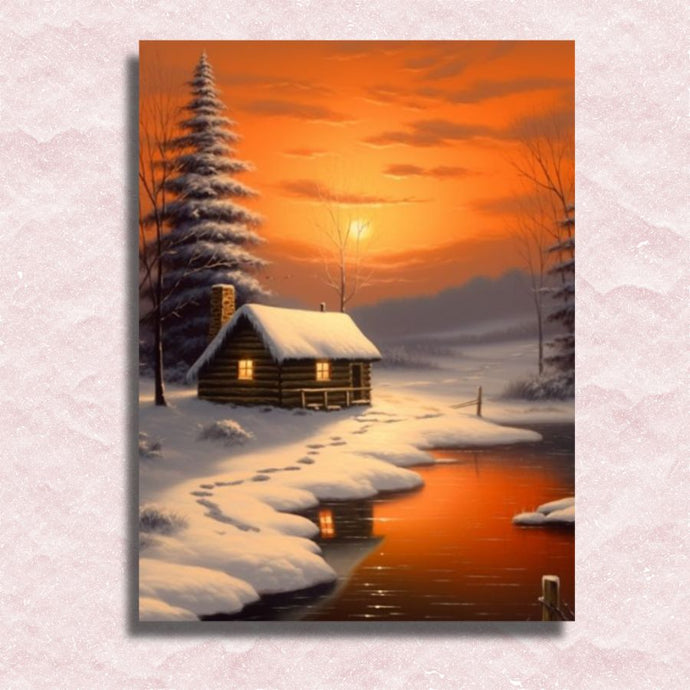 Cozy Winter Cottage Canvas - Paint by numbers