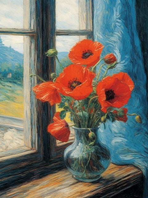 Poppy Flowers in Vase - Painting by numbers shop