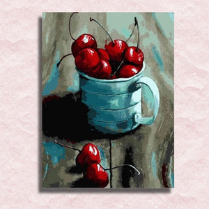 Cup of Cherries Canvas - Painting by numbers shop