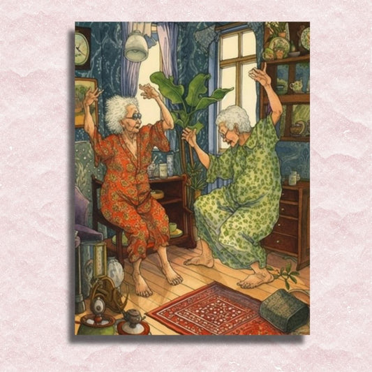 Dancing Old Ladies Canvas - Painting by numbers shop