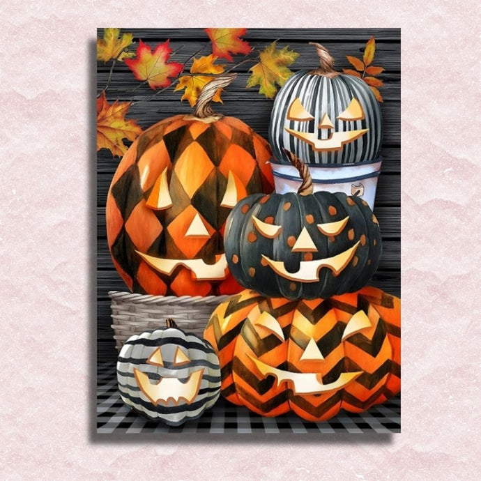 Decorated Halloween Pumpkins Canvas - Painting by numbers shop