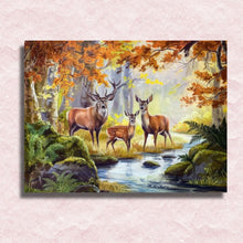 Laad de afbeelding in de Gallery-viewer, Deers in Autumn Forest Paint by numbers canvas