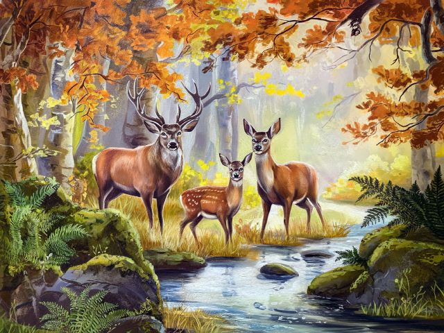 Deers in Autumn Forest - Paint by numbers