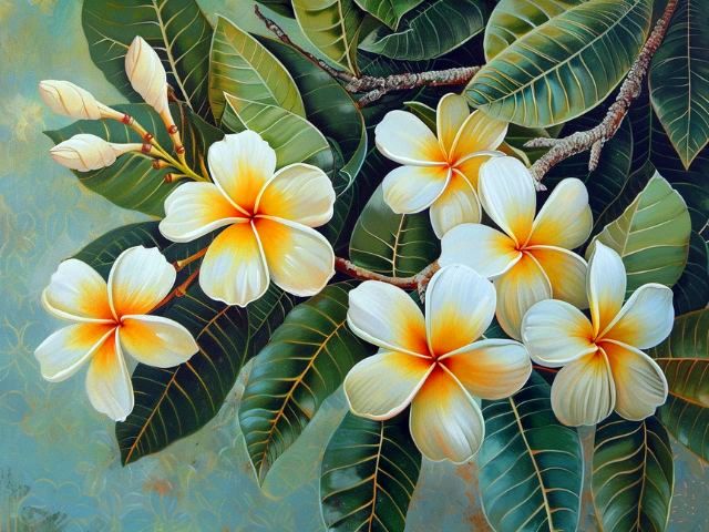 Delicate Frangipani - Paint by numbers