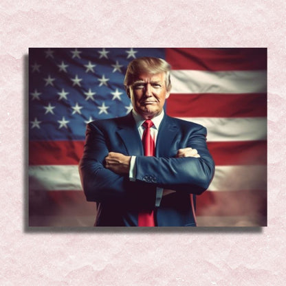 Donald Trump mit der Flagge Leinwand - Malen-nach-Zahlen-Shop