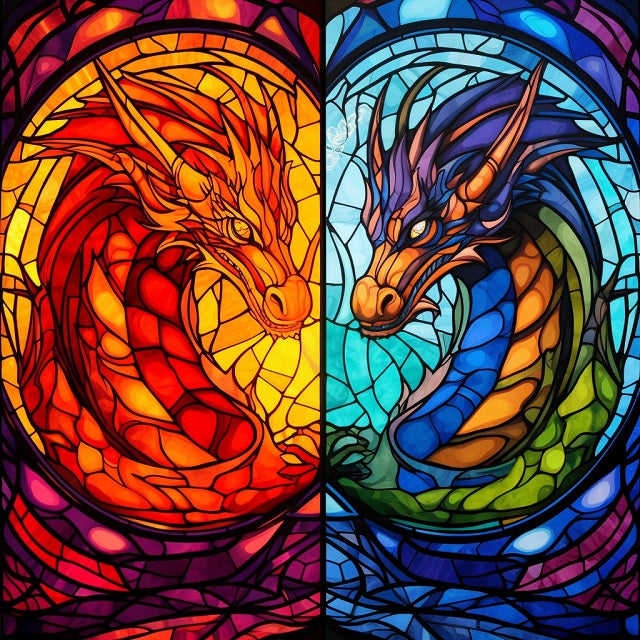 Dragons of Fire and Ice - Paint by numbers