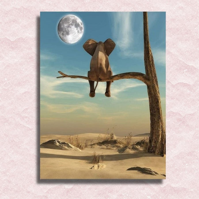 Elephant Watching Moon Canvas - Painting by numbers shop