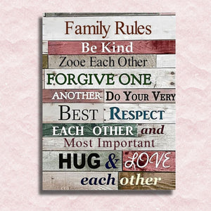 Family Rules Canvas - Painting by numbers shop