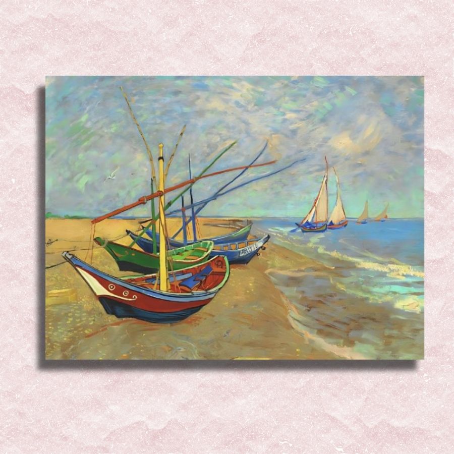 Van Gogh - Fishing Boats on the Beach Canvas - Painting by numbers shop