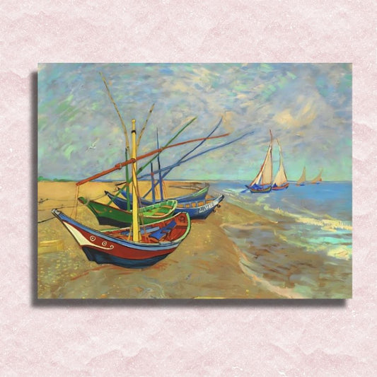 Van Gogh - Vissersboten op het strand Canvas - Schilderij op nummer winkel