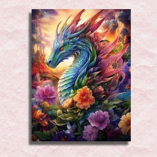 Floral Dragon Canvas - Painting by numbers shop