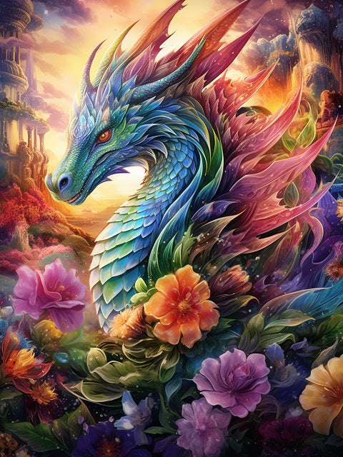 Floral Dragon - Paint by numbers