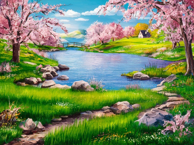 Floral Lake Fantasy - Winkel voor schilderen op nummer