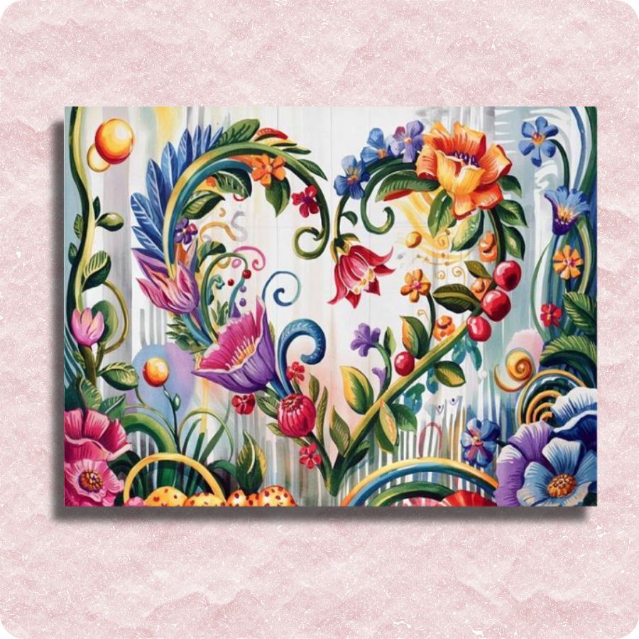 TISHIRON Paint By Numbers Romantic Heart Stone - Kit Pittura Acrilica Su Tela Con Cornice, Fai Da Te Spiaggia Mare