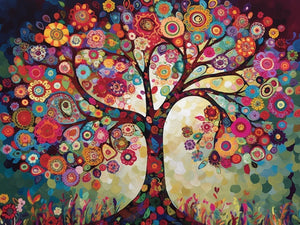 Blumen-Mandala-Baum malen nach Zahlen