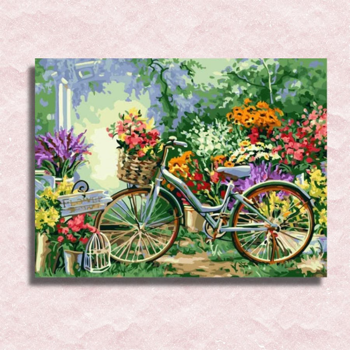 Flowers Bicycle Canvas - Painting by numbers shop