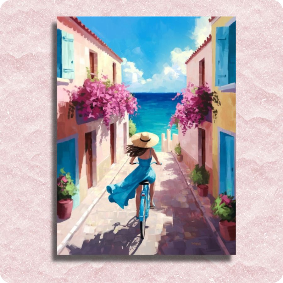 Bloemen Fiets Canvas - Verf op nummer